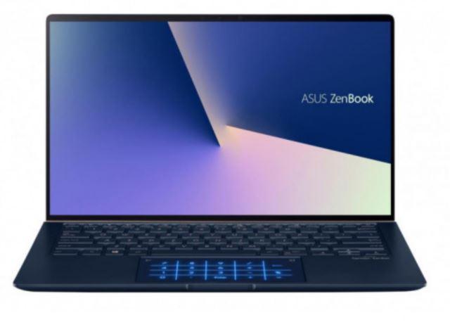 Asus ZenBook 14 UX433FAC laptop with a 14-inch FHD touchscreen, Intel i5 processor, and sleek royal blue design.